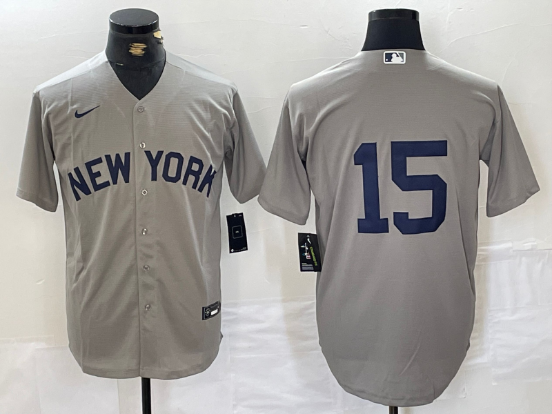 Men's New York Yankees Thurman Munson #15 Gray Name Jersey